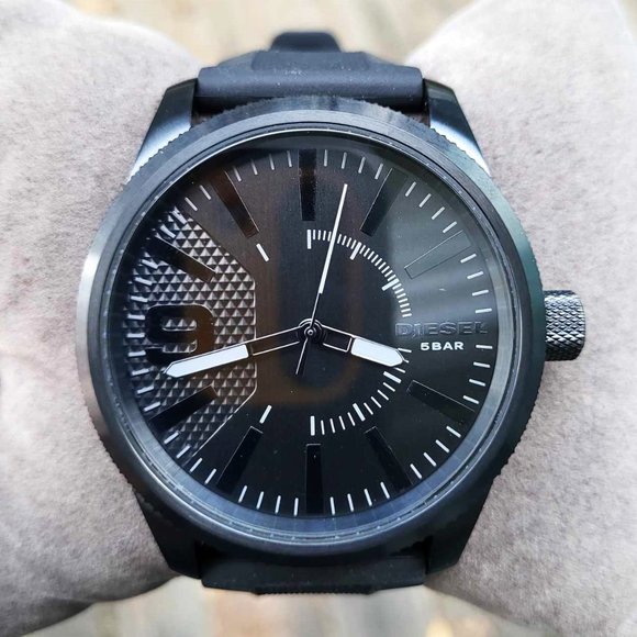 NEW DIESEL RASP DZ1807 BLACK SILICONE STRAP QUARTZ MEN WATCH NO BOX AND … - Picture 2 of 8